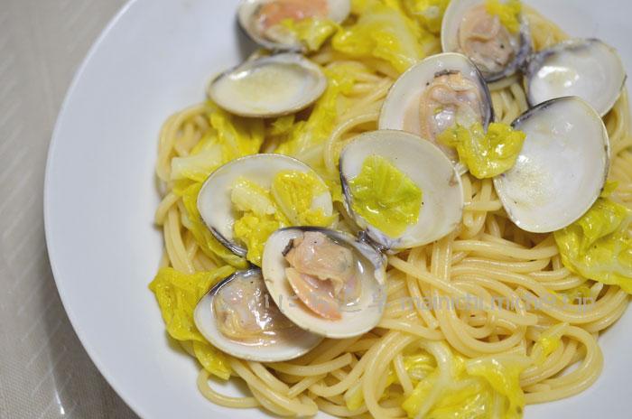 はまぐりと春キャベツのパスタ