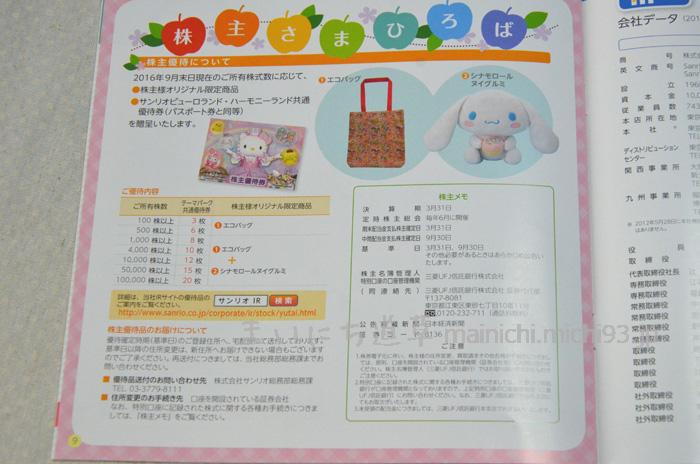 サンリオIRレター「株主さまひろば」
